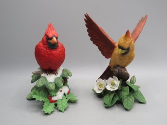 Lenox Fine Porcelain Christmas Cardinal & Female Cardinal Figurines - Lot Of 2