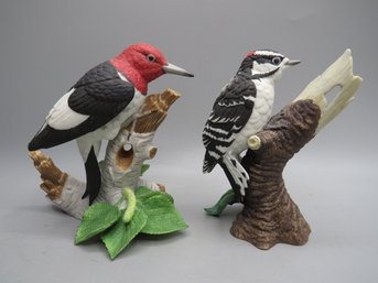 Lenox Fine Porcelain Red Headed Woodpecker & Downy Woodpecker  Figurines - Lot Of 2