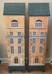 Vintage Hand Painted House Cabinets - 2 Pieces