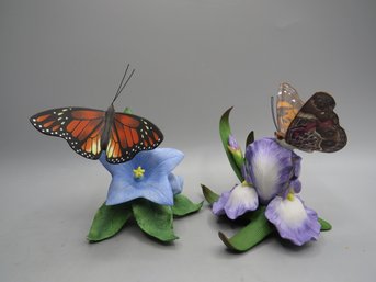 Lenox Fine Porcelain Monarch & American Painted Lady Butterfly Figurines - Lot Of 2