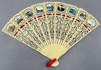 Vintage Foldable Hand Fan Plastic/Celluloid Lacy