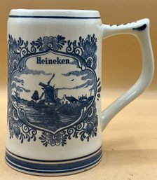 Heineken Blue Delft Hand-Painted Beer Stein Windmill & Ship
