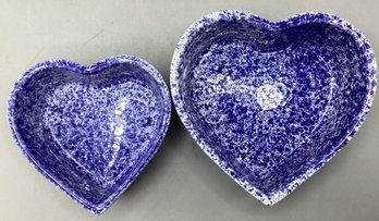 Coche Stoneware Blue Heart Shaped Oven Safe Baking Dish Made In Portugal Set Of 2