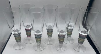 Block Crystal 'CARNIVAL' Water/Wine Goblets Set Of 7