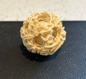 Chinese Carved Bone Dragon Puzzle Ball