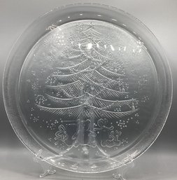 Neiman Marcus Glass Cookie Platter - Christmas Tree And Presents
