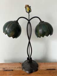 Vintage Art Nouveau Style Floral Table Lamp