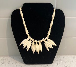 Horn And Bone Carved Spike Necklace