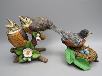 Lenox Fine Porcelain Baby Robins & American Robin Figurines - Lot Of 2