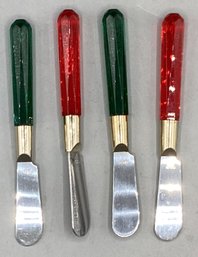Red And Green Charcuterie Stainless Spreaders With Plastic Handle Set Of 4