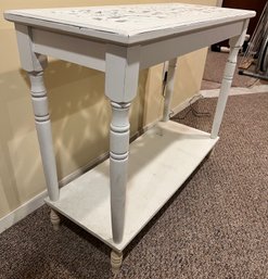 Eastwind Gifts White Wood Carved Top Console Table