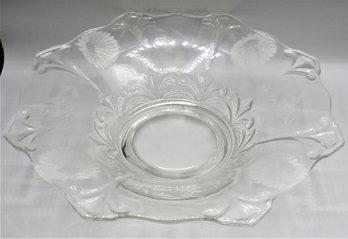 Floral Etched Glass Bowl