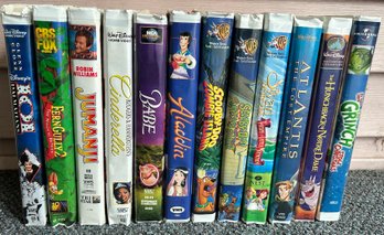 Walt Disney, Universal, Warner Bros. And More Assorted Lot Of VHS Tapes, 12 Piece Lot