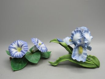 Lenox Fine Porcelain Iris & Morning Glory Figurines - Lot Of 2