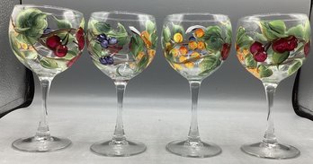 Hand Painted Wine Glasses Set Of 4