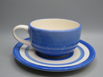 Ceramic Blue/white Mug & Saucer