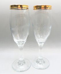 Gold Rimmed Champagne Glasses - Set Of 2