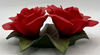 Andrea By Sadek Red Roses 9718 Porcelain Floral Figurine