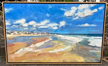 Barone Artist Signed Misquamicut Beach Painting Framed