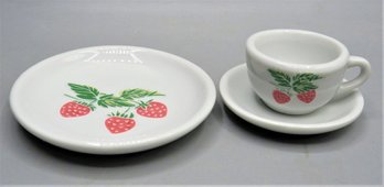 Manley Miniature Strawberry Motif Small Cup, Saucer & Plate - Set Of 3
