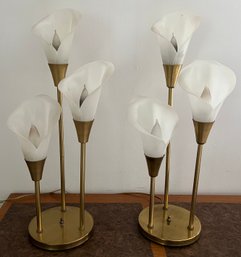 Brass Calla Lily Table Lamps - 2 Pieces