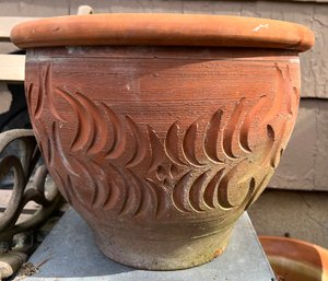 Terracotta Hand Carved Planter Pot Made In Dominican Republic