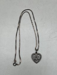 Sterling Silver Judaic Heart Shaped Pendant Necklace