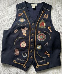 Banana Republic Equestrian Themed Patched Vest Womens Small
