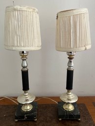 Marble Base Chamber Stick Table Lamps - 2 Pieces