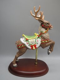 Lenox Porcelain Reindeer Carousel Figurine   On Wood Base