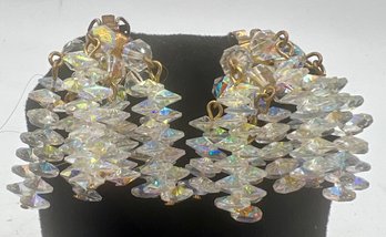 Clear Faceted Rhinestone Clip On Earrings
