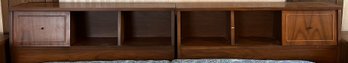 Mid Century Modern Sliding Door Compartment Twin Size Headboards - 2 Pieces