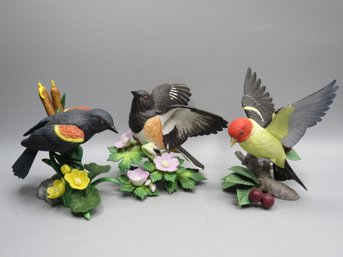 Lenox Fine Porcelain Red Winged Black Bird, Rufous Sided Towhee & Western Tanager - Lot Of 3