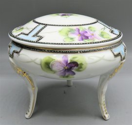 Nippon Hand Painted Footed Bowl With Lid