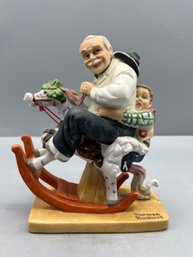 The 12 Norman Rockwell Porcelain Figurines 'gramps At The Reins' The Danbury Mint 1980