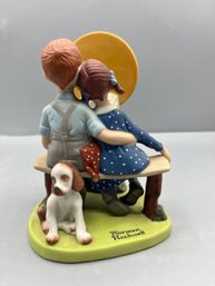 The 12 Norman Rockwell Porcelain Figurines 'young Love' The Danbury Mint 1980