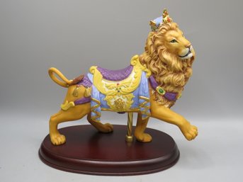 Lenox Fine Porcelain Carousel Circus Lion Figurine  On Wood Base