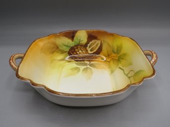 Nippon Hand Painted Handled Acorn Bowl