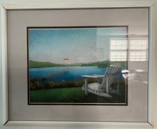 Robin Turpin Signed Lake View Framed Drawing