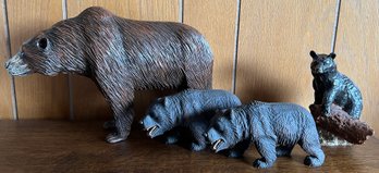 Black Forest Grizzly Bear Figurines - 4 Pieces