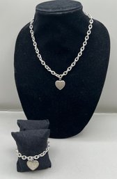 Tiffany Inspired 'Heart' Necklace & Bracelet - 2 Piece Lot