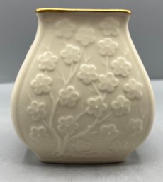 Lenox Vase With Gold Trim And Embossed Cherry Blossom Flowers