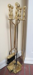 Brass Fireplace Tools (4) & Stand