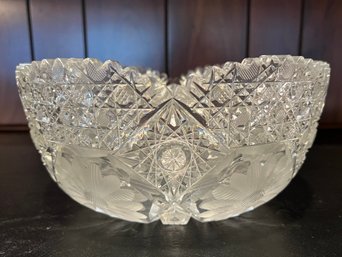 Crystal American Brilliant Period Cut Flower Design Punch Bowl