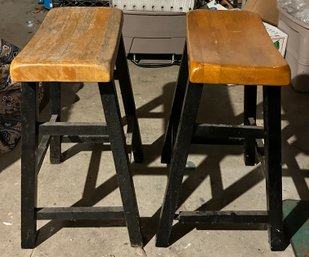 Wood Bar Stools, Lot Of 2