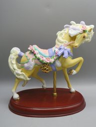 Lenox Fine Porcelain Carousel  Horse Figurine  On Wood Base