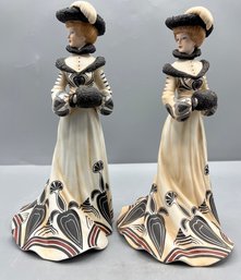 Lenox Fine Porcelain 'Tea At The Ritz' Figurine9' Tall Victorian Lady, 2 Piece Lot