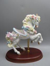 Lenox Fine Porcelain Carousel  Horse Figurine On Wood Base