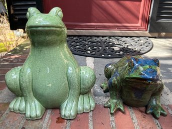 Ceramic Frog Lawn Decor - 2 Pieces
