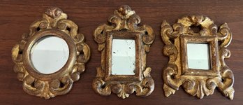 Wooden Framed Mirrors - 3 Pieces